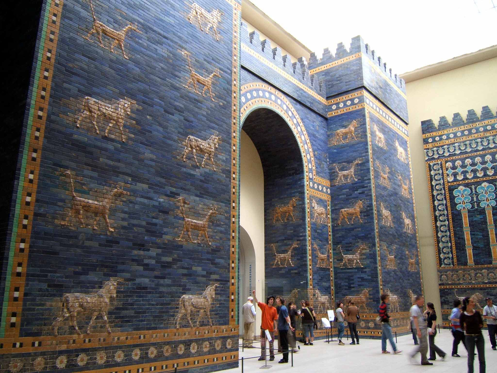 The reconstruction of the Ishtar Gate in the Pergamon Museum in Berlin