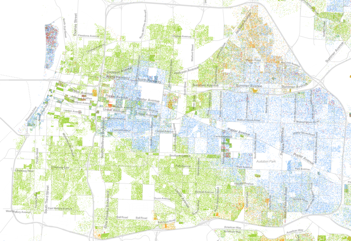Map depicting the racial demographics of Memphis.