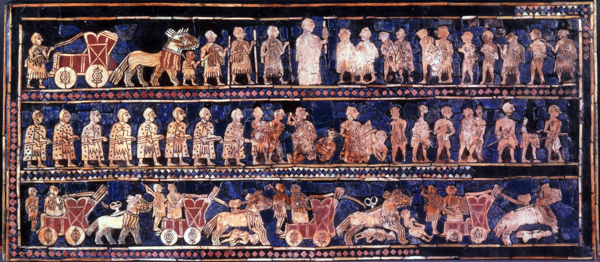 Standard of Ur, "War" panel, c. 2600 BC.
